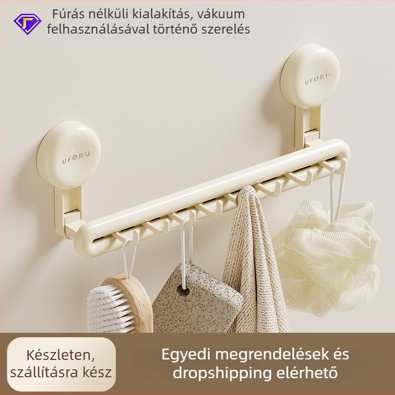 Fürdőszobai törölközőtartó szívókoronggal, 1 szintű, műanyag, teherbírás 5 kg, modell DD2459