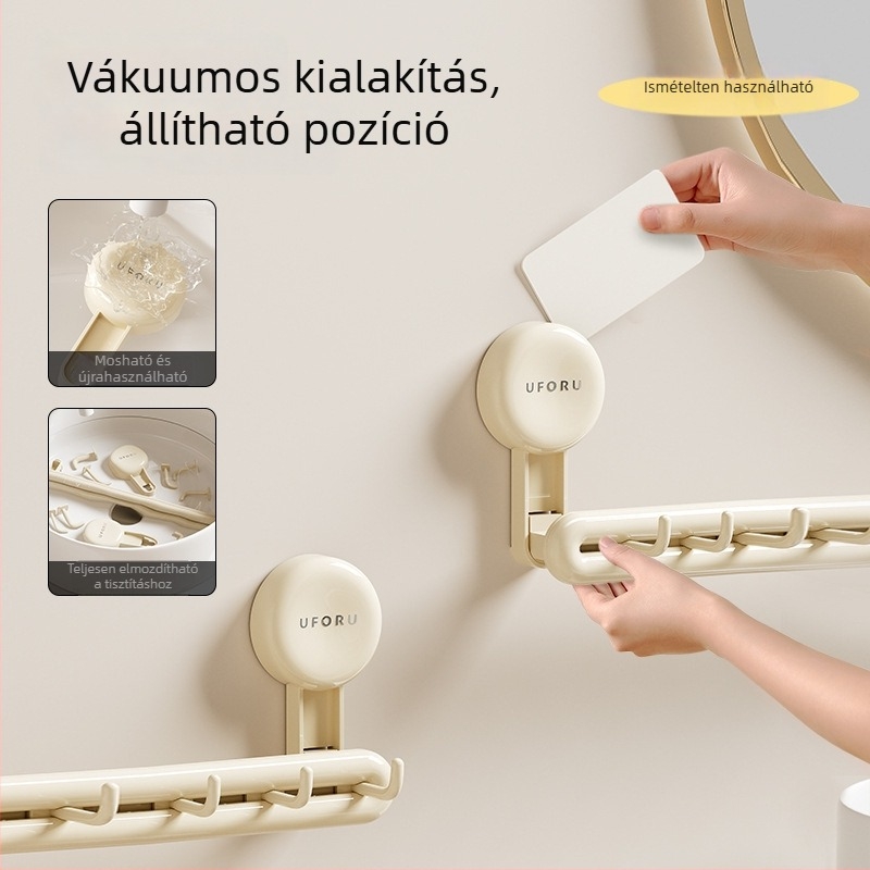 Fürdőszobai törölközőtartó szívókoronggal, 1 szintű, műanyag, teherbírás 5 kg, modell DD2459