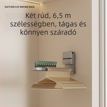 Összecsukható törölközőtartó szívócsészékkel, falra szerelhető, vasból