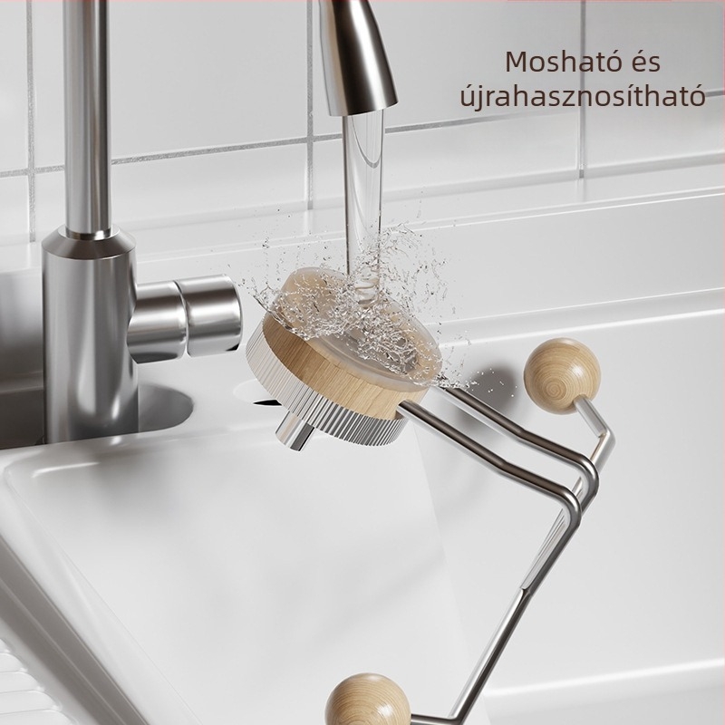 Vákuumos törölközőtartó fúrás nélkül, rozsdamentes acél, fa textúra, fürdőszoba és konyha – Shell Stone