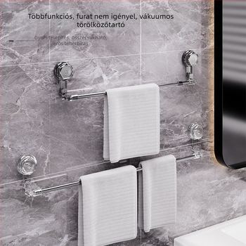 Rozsdamentes acél szívócső törölközőtartó a fürdőszobába, fúrás nélkül, hosszabbítható