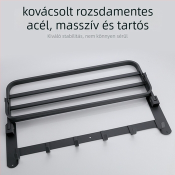 Rozsdamentes acél falra szerelhető törölközőtartó, egyemeletes, tárolásra, teherbírás 20 kg