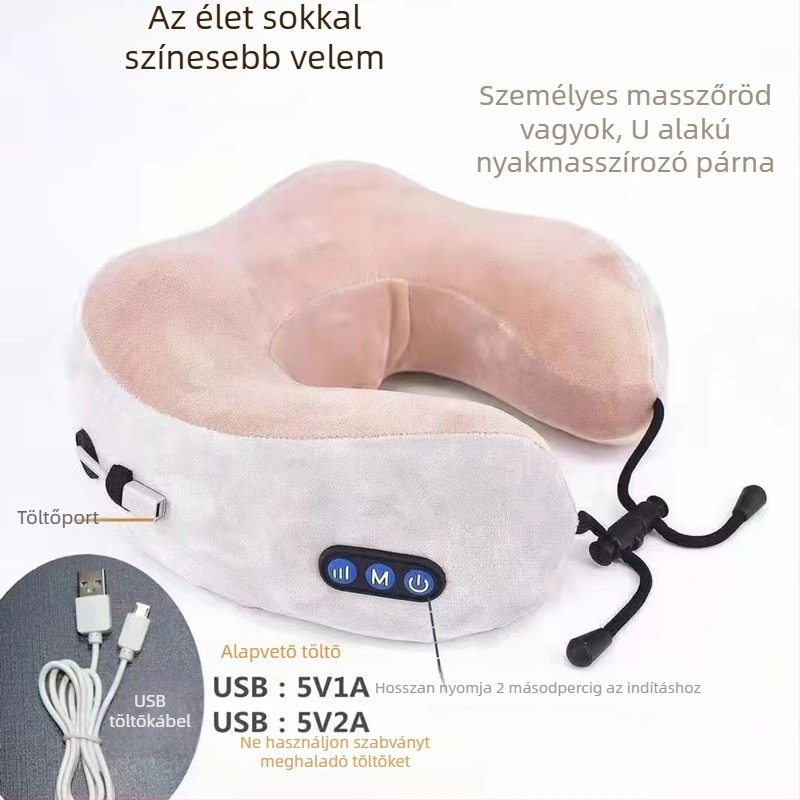 Aike Bear U-alakú nyak- és vállmasszírozó, 2 masszázsheggel, 3. fokozat, vezetékes kezelőpanel, AC tápegység, vibráció