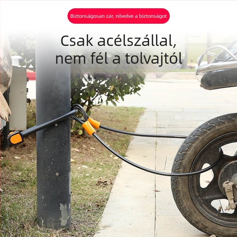 U-formájú kerékpárzár, márka JcSp Jianshi, modell U-lock, acélkábel, 1,6 kg, modern egyszerű stílus