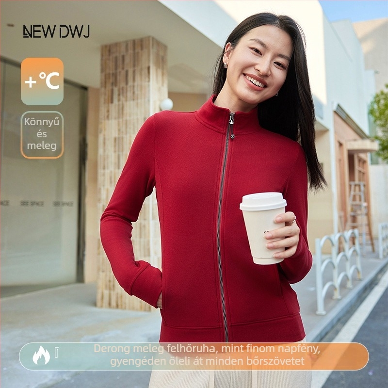 Regenerált cellulóz rostból készült velúr pulóver, Slim Fit, álló gallér és cipzár, hosszú ujjú, japán-koreai casual stílus