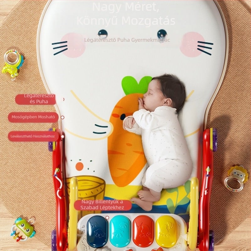 Baba pedálos zongorás sétáló játék – kétfunkciós zenés fejlesztő játék 0–3 éveseknek, műanyagból