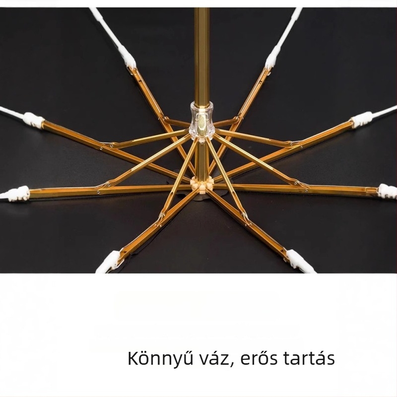 Szatén bevonatú összecsukható napernyő, 8 bordázat keret, alumínium tengely, manuális nyitás-zárás, logónyomás lehetséges