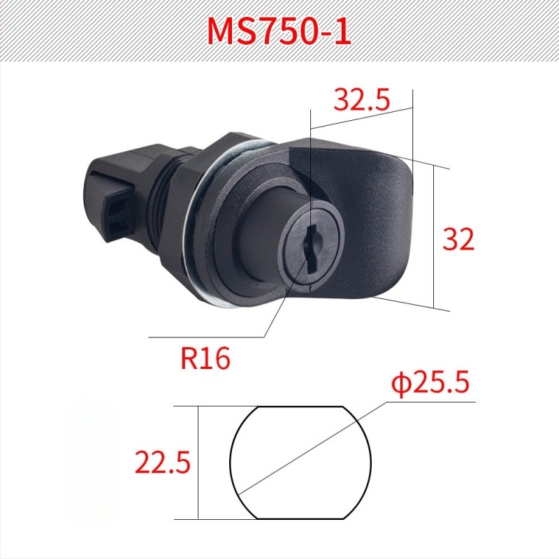 Hengzhu MS750 Zár elektromos szekrény ajtajához – push-típusú műanyag zár, Ball lock, PA6