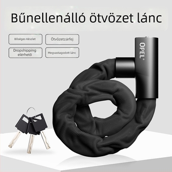 OPÉL Láncos zár kerékpárhoz és ajtókhoz – Modell JTS-LT-K2-6-1000, Ötvözetes acél és cinkötvözet