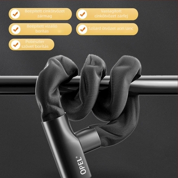 OPÉL Láncos zár kerékpárhoz és ajtókhoz – Modell JTS-LT-K2-6-1000, Ötvözetes acél és cinkötvözet