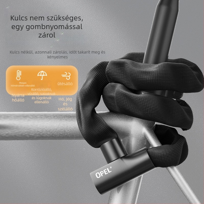 OPÉL Láncos zár kerékpárhoz és ajtókhoz – Modell JTS-LT-K2-6-1000, Ötvözetes acél és cinkötvözet