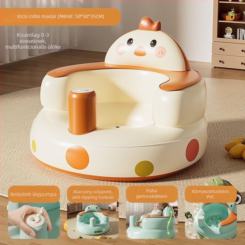 Baba tanuló felfújható szék - környezetbarát PVC, hordozható edzőülő, modell Pink Bunny