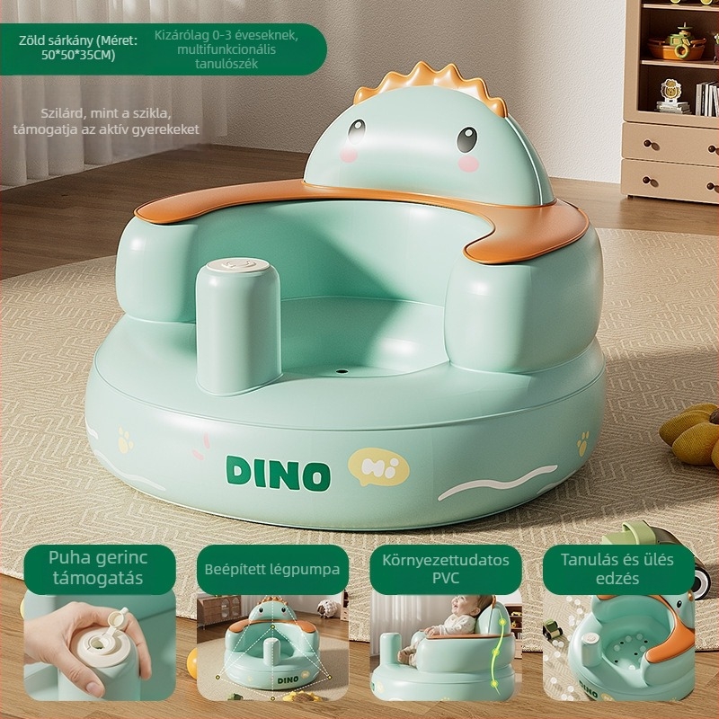 Baba tanuló felfújható szék - környezetbarát PVC, hordozható edzőülő, modell Pink Bunny