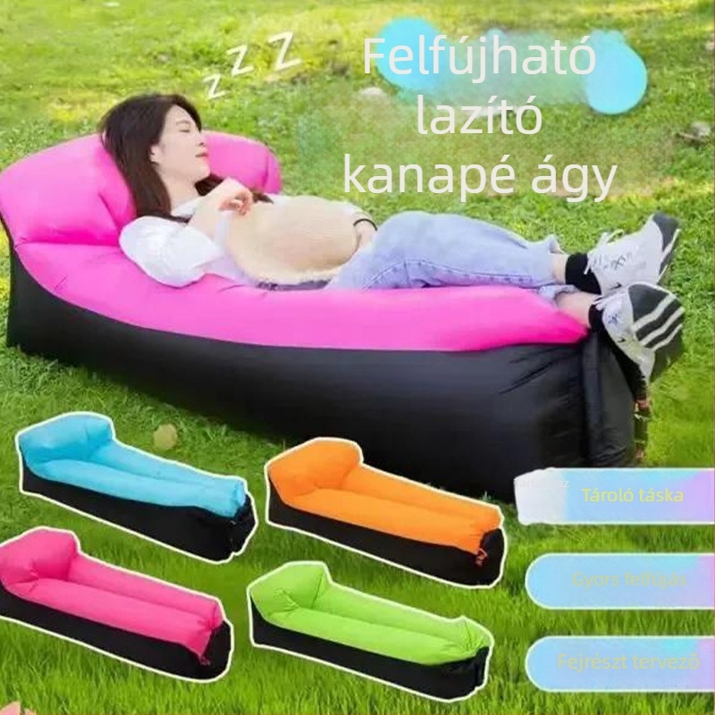 Szabadban használható hordozható felfújható kanapé — Saimenye, 750 g, teherbírás 200 kg, Poliészter, felfújható ágy