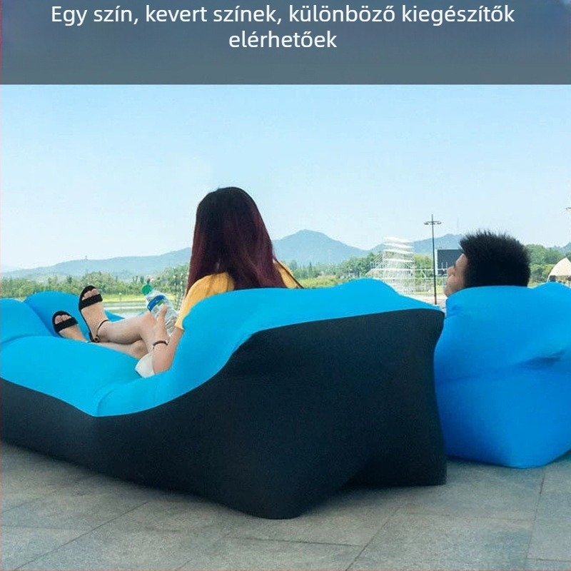 Szabadban használható hordozható felfújható kanapé — Saimenye, 750 g, teherbírás 200 kg, Poliészter, felfújható ágy
