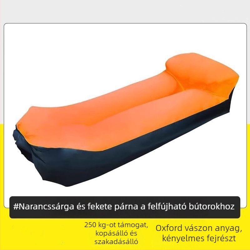 Szabadban használható hordozható felfújható kanapé — Saimenye, 750 g, teherbírás 200 kg, Poliészter, felfújható ágy