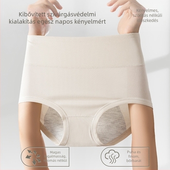 Női magas derekú pamut alsó, 100% pamut, lélegző, antibakteriális, hosszított ágyékrész, szivárgásmentes