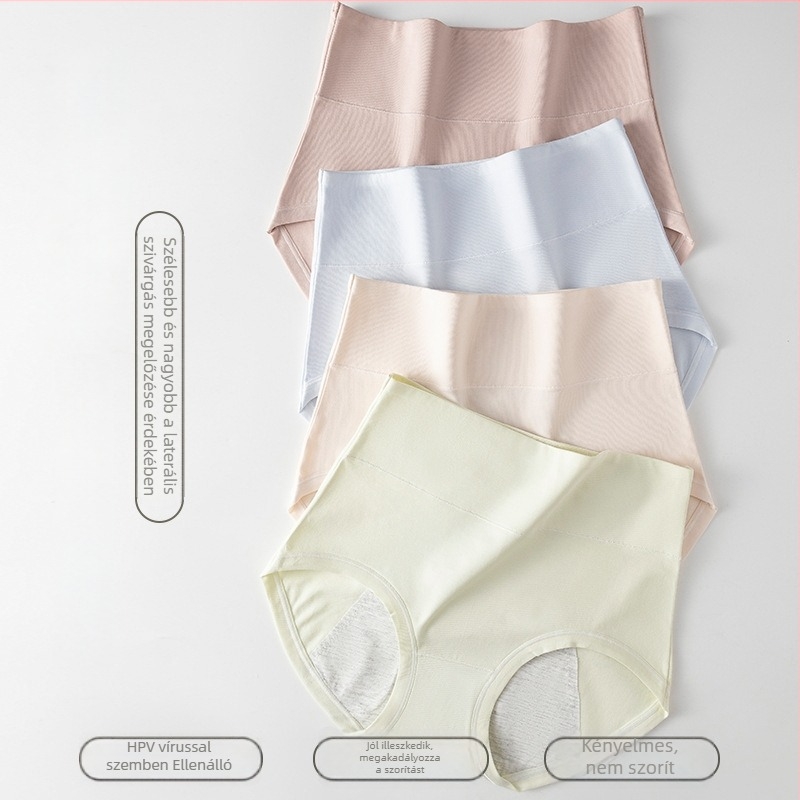 Női magas derekú pamut alsó, 100% pamut, lélegző, antibakteriális, hosszított ágyékrész, szivárgásmentes