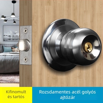 Gömbzár ajtózár, rozsdamentes acélból, modell 5831, általános célú belső faajtókhoz