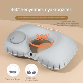 U-alakú felfújható nyakpárna – univerzális, Qianchuan A3257, levegővel töltött, flockos szövet