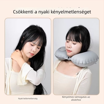 U-alakú felfújható nyakpárna – univerzális, Qianchuan A3257, levegővel töltött, flockos szövet