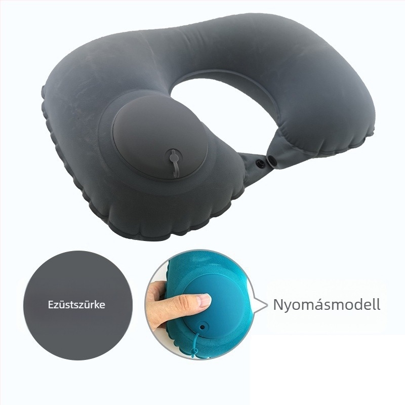 U-alakú felfújható nyakpárna – univerzális, Qianchuan A3257, levegővel töltött, flockos szövet