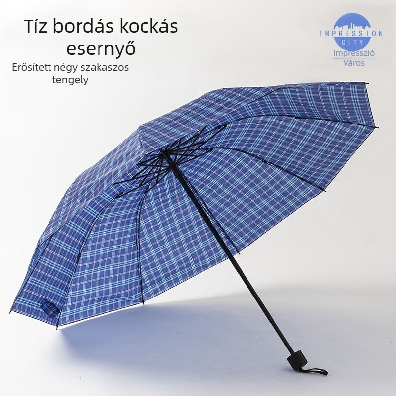 Felnőtteknek szóló kockás mintázatú esernyő, 8 vas bordázattal, kézi nyitás, logónyomás elérhető, UPF >50, brit stílus