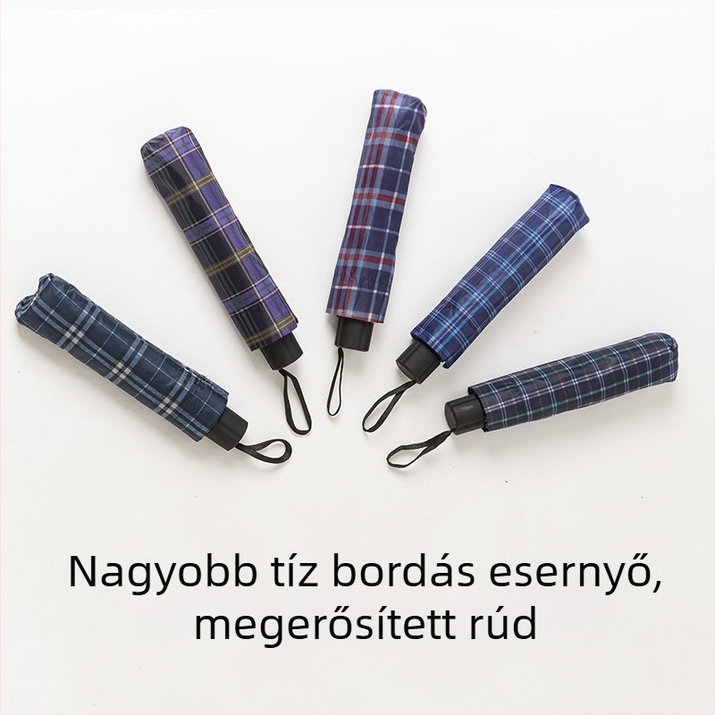 Felnőtteknek szóló kockás mintázatú esernyő, 8 vas bordázattal, kézi nyitás, logónyomás elérhető, UPF >50, brit stílus