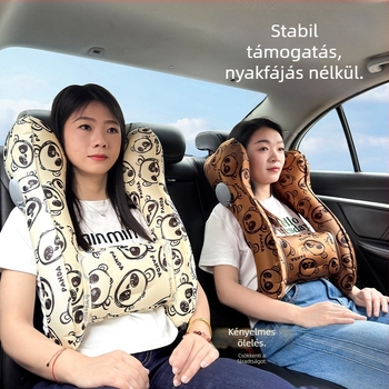 Gyerekek autóba való párna - hordozható, felfújható fejpárna, TPU anyag, minden évszakban használható, aranyos stílus, univerzális kompatibilitás