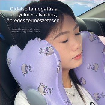Gyerekek autóba való párna - hordozható, felfújható fejpárna, TPU anyag, minden évszakban használható, aranyos stílus, univerzális kompatibilitás