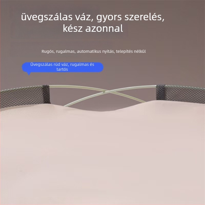 Ágyhoz való szúnyogháló, mongol jurta stílus, telepítés nélkül, összecsukható, dupla ajtó, üvegszálas kivitel