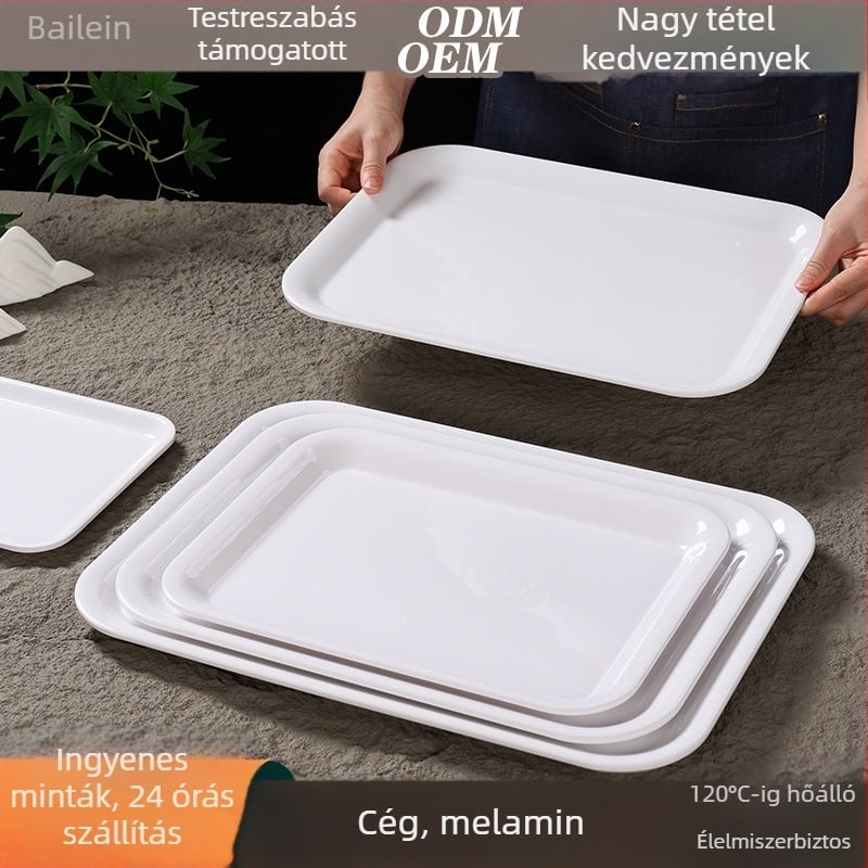 Belleren melaminás tálca téglalap alakú, modern egyszerű stílus, logó nyomtatás, testreszabás elérhető