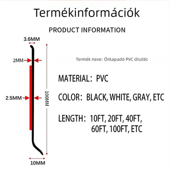 Öntapadós PVC sarokprofil, vízálló, sík/modern stílus, modellek L50, L80, L100