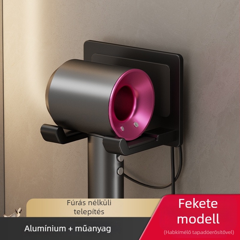 Fali hajszárító tartó – fúrás nélkül, műanyag/alumínium, teherbírás 5–10 kg, modell 135, modern egyszerű stílus