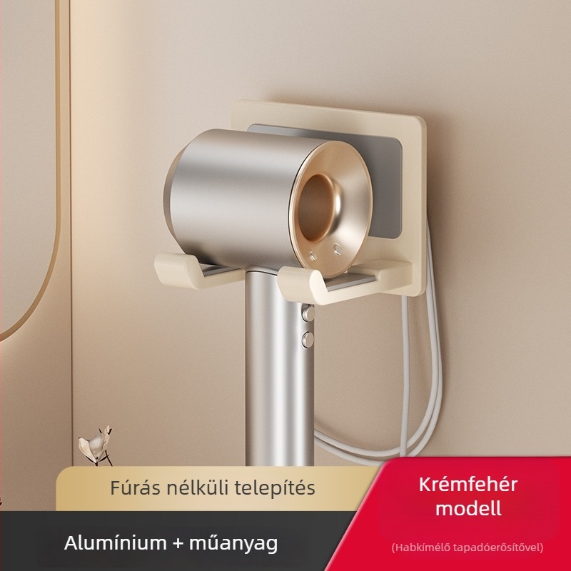 Fali hajszárító tartó – fúrás nélkül, műanyag/alumínium, teherbírás 5–10 kg, modell 135, modern egyszerű stílus