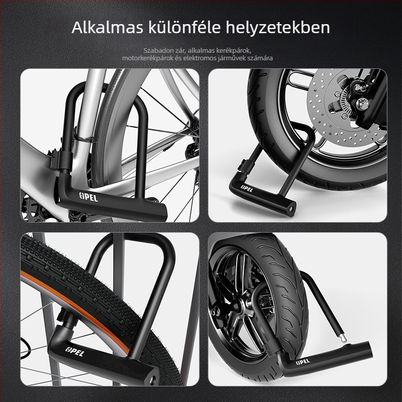 OPEL UC-K-1 Vas U-alakú zár kerékpárhoz és elektromos járműhöz — ütésálló, anti-pry, vízálló, 0,6 kg