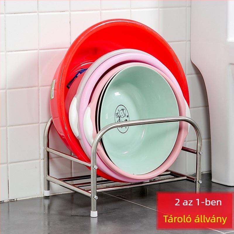 Rozsdamentes acél mosdóállvány padlón álló, kétpolcos, modell xg-16-25, sima felületű