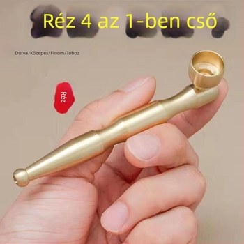 Sárgaréz pipája 4 az 1-ben – hordozható egyenes pipával és szűrővel cigarettákhoz és száraz dohányhoz