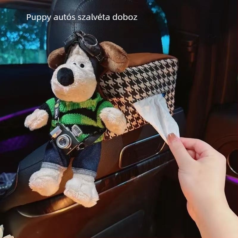 Autóba való zsebkendő-doboz — plüss anyag, akasztós kivitel, testreszabás nélkül, licencmentes magánmárkák nélkül