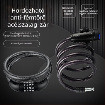 Összecsukható kerékpárzár acélkábeles, modell JTS, márka OPEL, útvonal kerékpárokhoz, 270 g