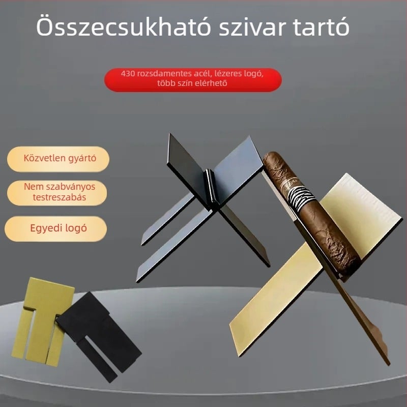 Összecsukható rozsdamentes acél szivar- és pipatartó kijelzőállvány; személyre szabás elérhető
