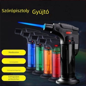 Moxibuzióhoz és szivarhoz használható gyújtó, szélálló, újratölthető butánnal, műanyag test, aromaterápiához kompatibilis