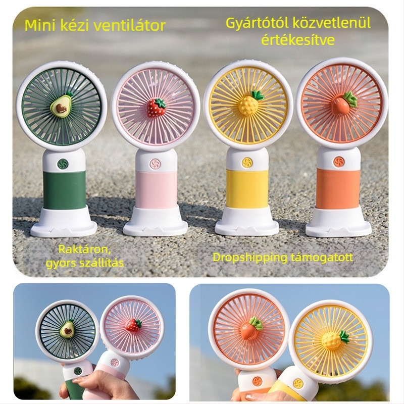 Mini hordozható asztali ventilátor, rajzfilm stílusú, műanyag kivitel (Anyag: Műanyag; Stílus: Rajzfilm, Mini; Kollégiumi használat)