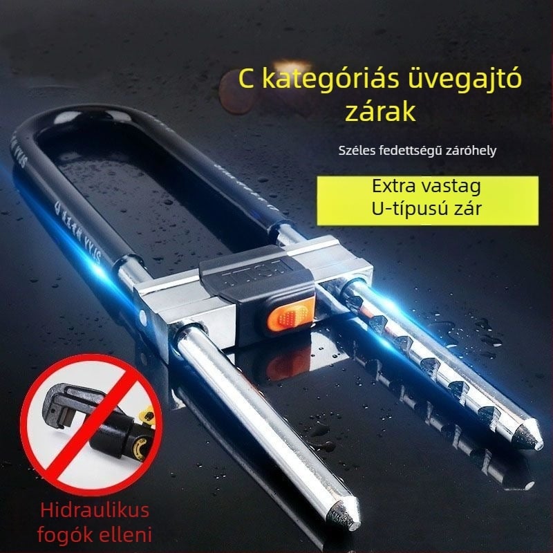 Ü- alakú zár üvegezett ajtókhoz, rozsdamentes acélból, modell 1, kültéri használatra, Új kínai stílus