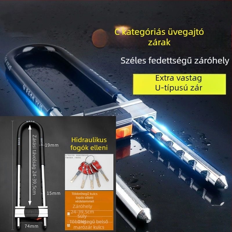 Ü- alakú zár üvegezett ajtókhoz, rozsdamentes acélból, modell 1, kültéri használatra, Új kínai stílus