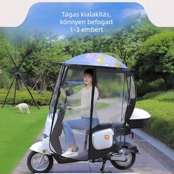 Elektromos kerékpárhoz teljes lefedésű napernyő kupola (polieszter vászon 210T, rostos bordák, ötvözet rúd, UV védelem PA+)