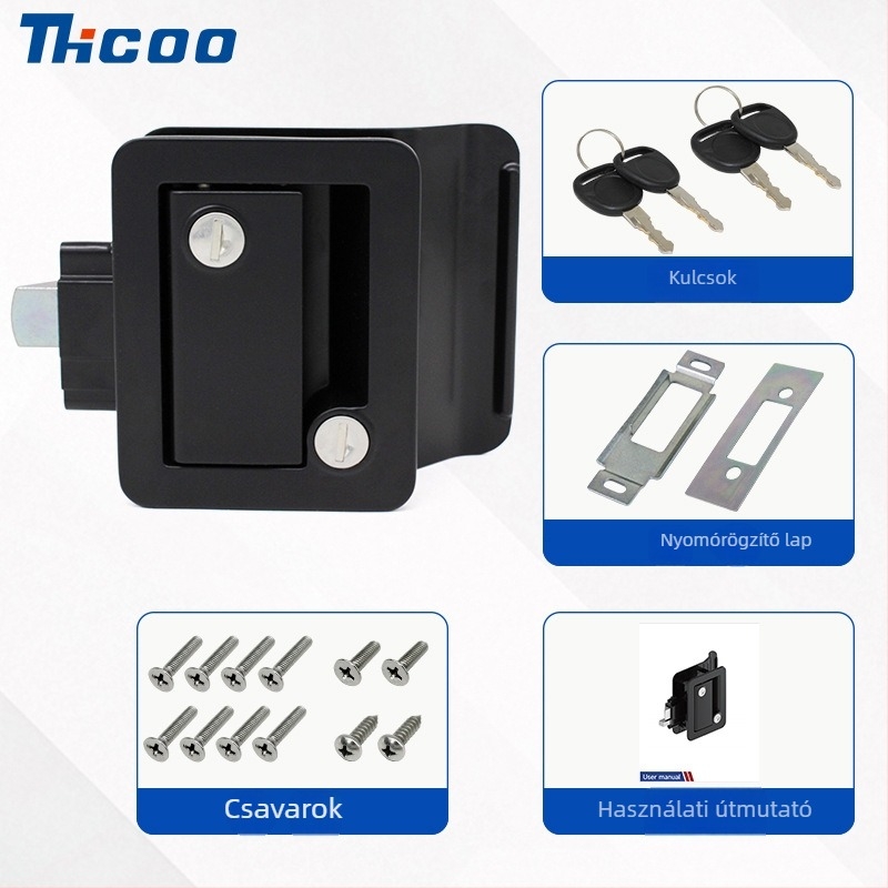 RV ajtózár, cink ötvözet, beépített szerelés, modell A7902-1112, kulcs nélküli