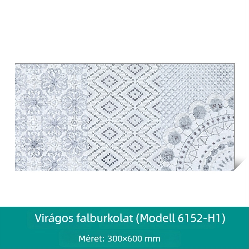 Glazúrozott porcelán csempe konyha és fürdőszoba számára, fényes felület, csúszásmentes és kopásálló, vízfelvétel 0,5%, nyomószilárdság 2000