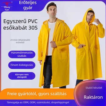 PVC esőponcsó felnőtteknek — teljes testet lefedő dizájn, 0,3 mm vastagságú PVC, túrázáshoz és kerékpározáshoz, logó testreszabás