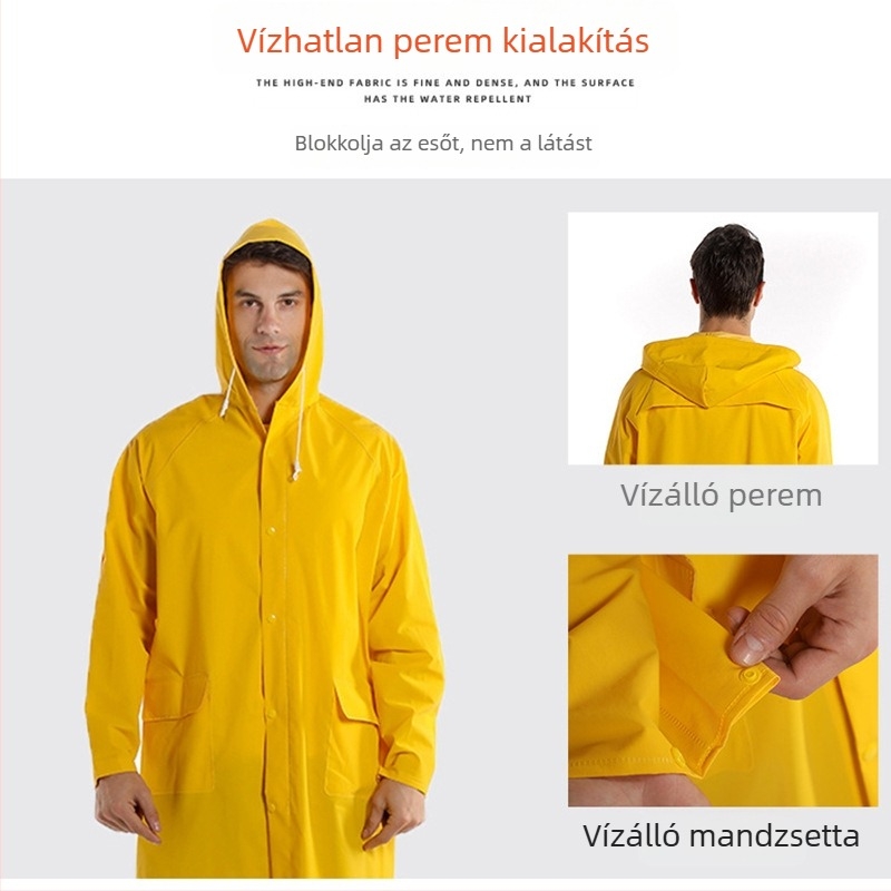 PVC esőponcsó felnőtteknek — teljes testet lefedő dizájn, 0,3 mm vastagságú PVC, túrázáshoz és kerékpározáshoz, logó testreszabás